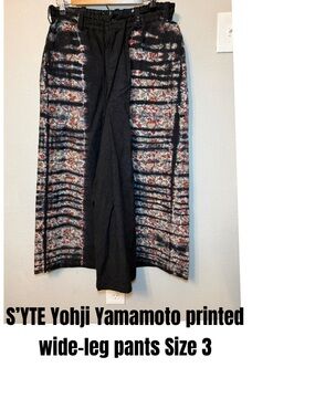 Yohji Yamamoto Black Wide-Leg Printed Panel Pants Size 3